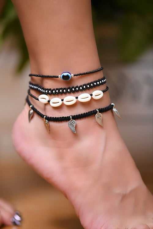 Turkish Evil Eye Shells & Leaves Charms Stackables