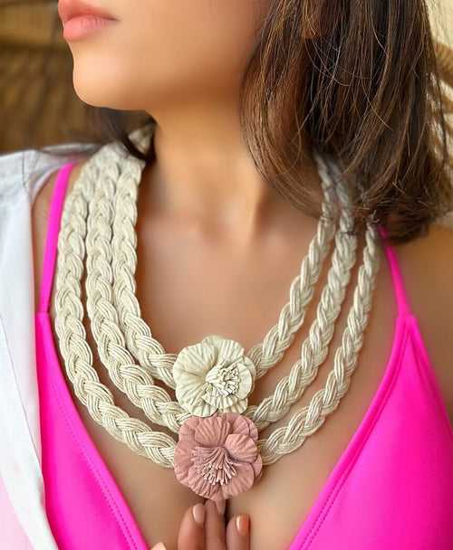 Layered Floral Jute Necklaces