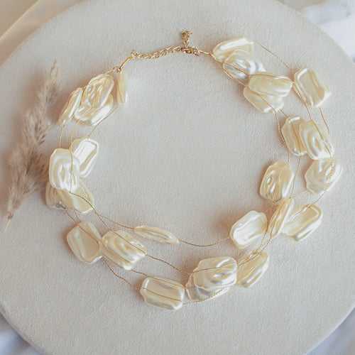 Swirly Rectangular Layered Necklace
