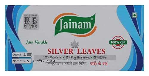 Jainam Edible Silver Leaves, No 153 pm.sq; 15 Sheets