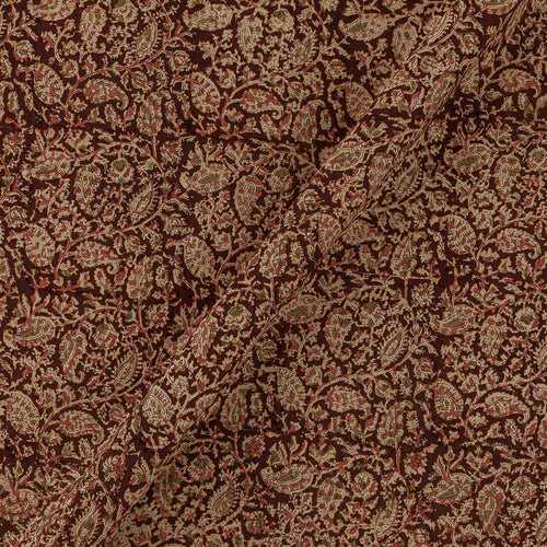 Cotton Maroon Colour Paisley Jaal Print Natural Kalamkari Fabric Cut of 0.45 Meter