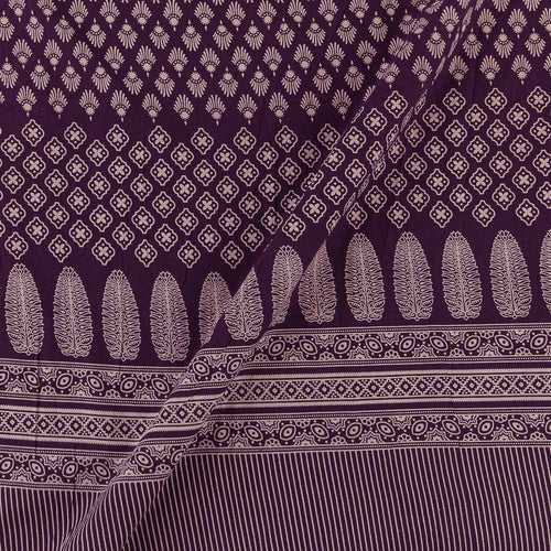 Dusty Gamathi Purple Wine Colour Butti with Daman Border Print 45 Inches Width Cotton Fabric Cut of 0.90 Meter