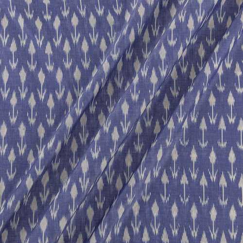 Mercerised Cotton Ikat Blue X Grey Cross Tone 45 Inches Width Fabric Cut of 0.45 Meter