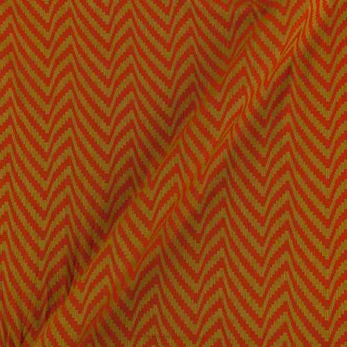 Cotton Jacquard Chevron Brick & Green Colour 43 Inches Width Fabric