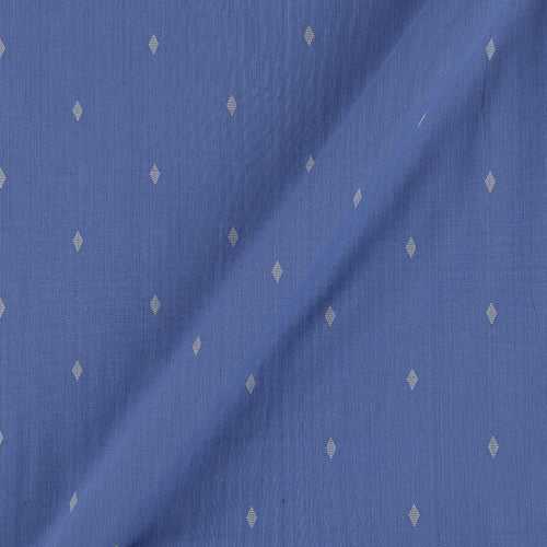 Cotton Jacquard Butti with One Side Border Cadet Blue Colour 43 Inches Width Fabric