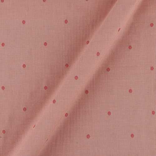 Cotton Jacquard Butta with One Side Plain Border Pale Peach Colour Fabric