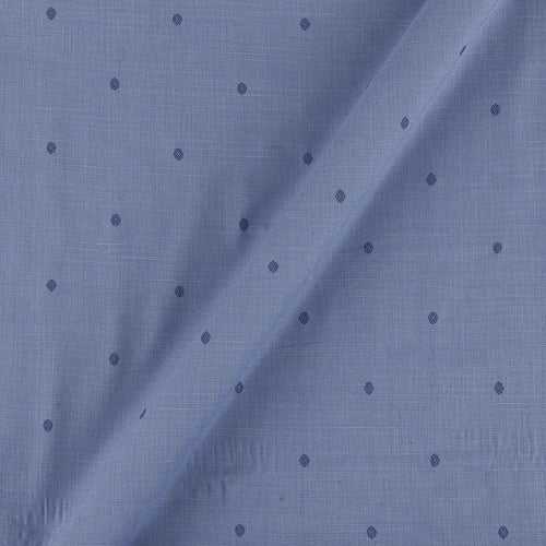 Cotton Jacquard Butta with One Side Plain Border Grey Blue Colour Fabric