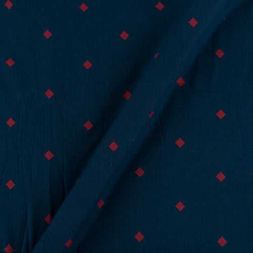 Cotton Jacquard Butti Teal Blue Colour 43 Inches Width Washed Fabric Cut Of 0.80 Meter