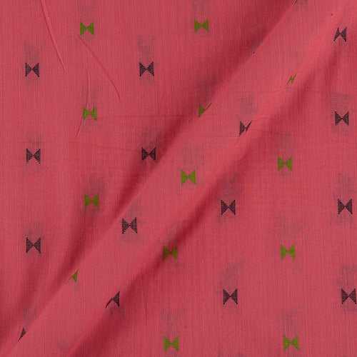 Cotton Jacquard Butta with One Side Plain Border Coral Colour 43 Inches Width Fabric