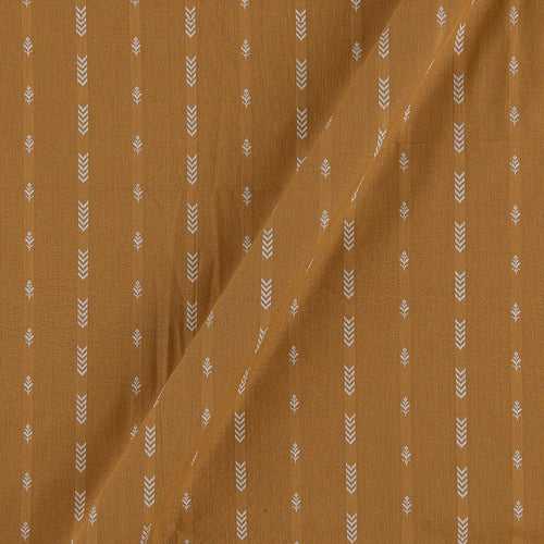 Cotton Jacquard Butti Dark Beige Colour 43 Inches Width Washed Fabric