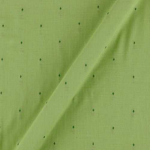 Cotton Jacquard Butti with One Side Plain Border Pastel Green Colour Fabric