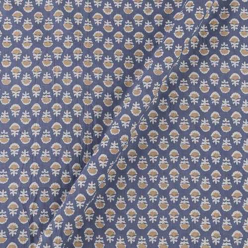 Soft Cotton Blue Purple Colour Floral Print 42 Inches Width Fabric Cut Of 0.55 Meter
