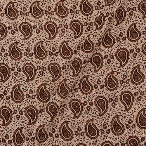 Gamathi Cotton Natural Dyed  Paisley Print Off White Colour Fabric Cut of 0.60 Meter