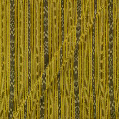 Cotton Sambalpuri Ikat Pattern Lime Yellow Colour 43 Inches Width Fabric