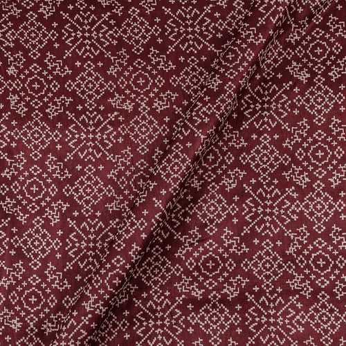 Mashru Gaji Brown Colour Patola Inspired Print 45 Inches Width Fabric Cut of 0.50 Meter