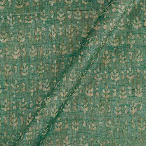 Fancy Bhagalpuri Blended Cotton Mint Green X Beige Cross Tone Leaves Batik Print On 42 Inches Width Silk Feel Fabric
