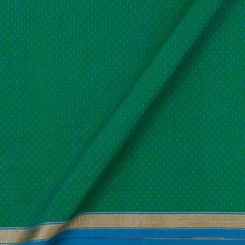 South Cotton Green X Blue Cross Tone Two Side Gold Border 41 Inches Width Fabric