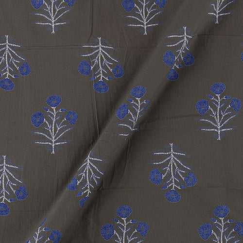 Cotton Charcoal Grey Colour Sanganeri Print 42 Inches Width Fabric Cut of 0.90 Meter