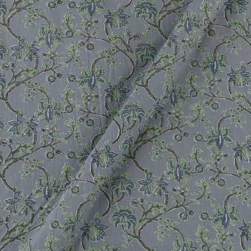 Soft Cotton Grey Colour Floral Jaal Print 41 Inches Width Fabric Cut Of 0.45 Meter
