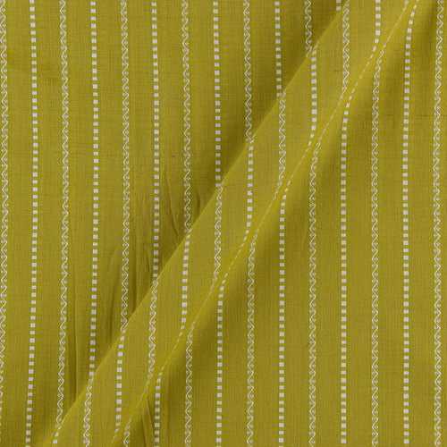 Cotton All Over Jacquard Border Acid Lime Green Colour 43 Inches Width Fabric