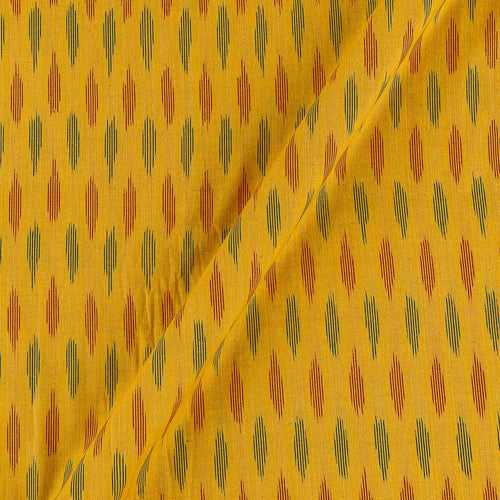 Cotton Ikat Turmeric Yellow Colour 43 Inches Width Washed Fabric