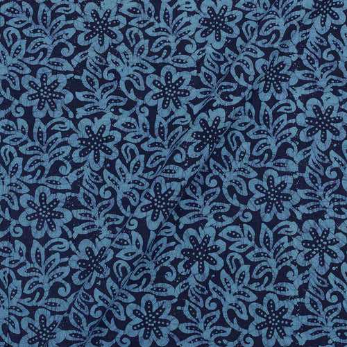 Cotton Single Kaam Kutchhi Wax Batik Print Indigo Blue Colour Floral Jaal Pattern 45 Inches Width Fabric Cut of 0.80 Meter