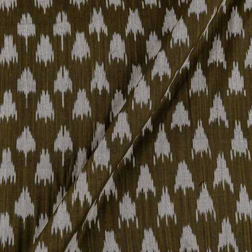 Cotton Ikat Army Green Colour 42 Inches Width Washed Fabric