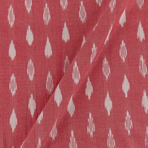 Cotton Ikat Carrot Pink Colour Washed Fabric