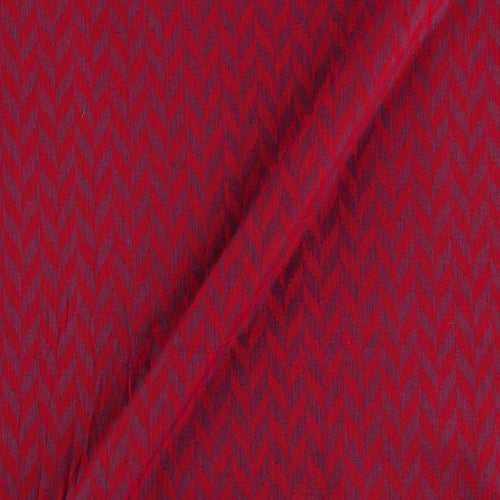 Cotton Self Jacquard Red Blue Two Tone Geometric Pattern 43 Inches Width Fabric