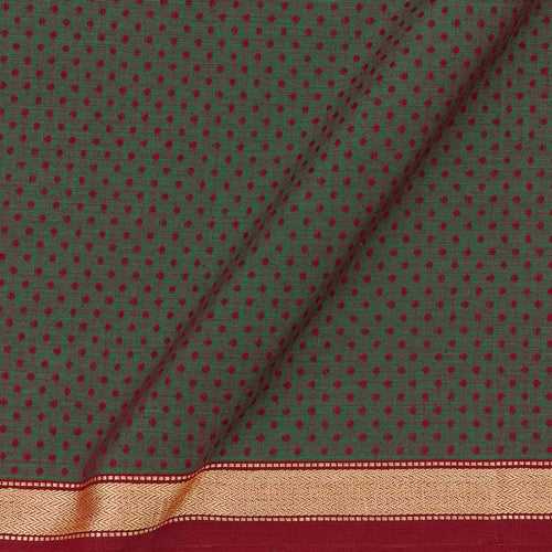 South Cotton Moss Green X Maroon Corss Tone Two Side Gold Border 41 Inches Width Fabric