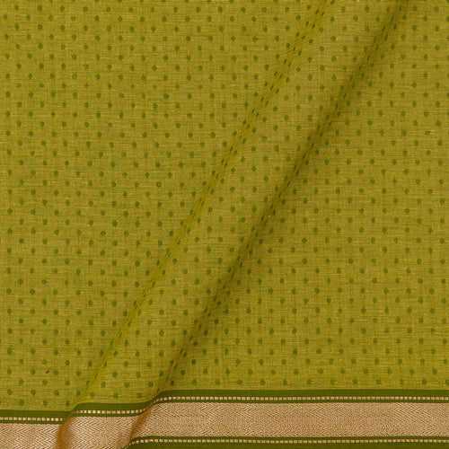 South Cotton Acid Green X Yellow Cross Tone Two Side Gold Border 41 Inches Width Fabric