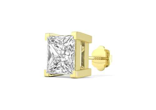 Princess Solitaire CZ Ear Stud for Him (Gold) (1 Pc Only)