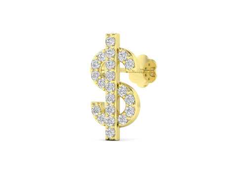 Dollar Sign Men's Stud (Gold) (1 Pc Only)