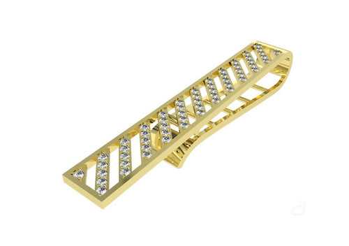 Striped CZ Studded Tie Pin for Him
