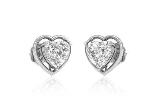 Gold Aureole Heart Ear Studs