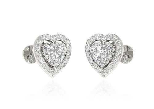 Heart Halo Solitaire Studs