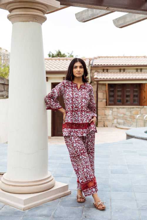 red Jaal Cotton co-ord Set