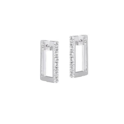 Mini Square Diamond Line Hoops