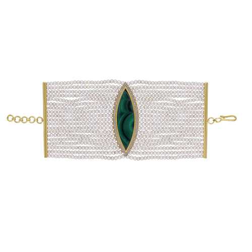 Vintage Malachite Diamond Bracelet