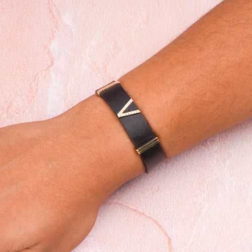 Personalised Diamond Leather Bracelet