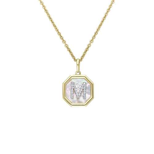 Octagon Mother of Pearl Personalised Diamond Chain Pendant