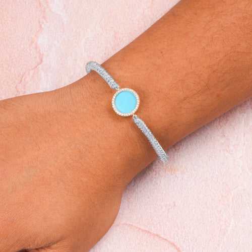 Round Turquoise Diamond Cord Bracelet