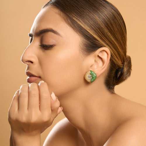 Tsavorite and Yellow Sapphire Earring Jackets (With Pressure-Setting Solitaire Stone)