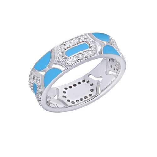 Thin Enamel Diamond Ring