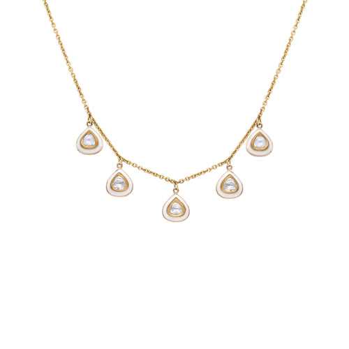 Delicate White Enamel Uncut Diamond Necklace