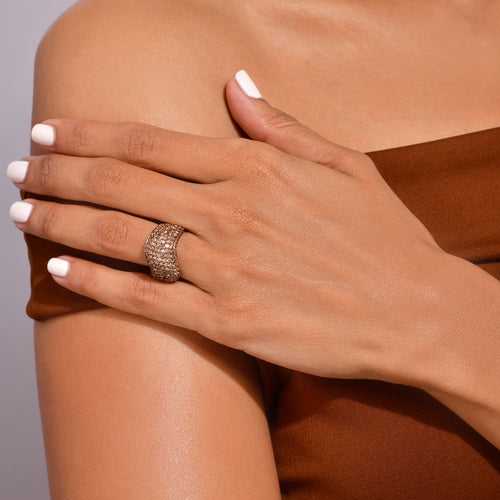 Coffee Diamond Wave Ring