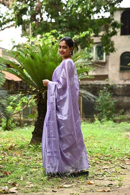 Purple Tissue Silk Saree With Blouse