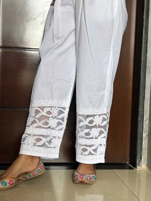 Pakistani style chikankari plazzo with applique work