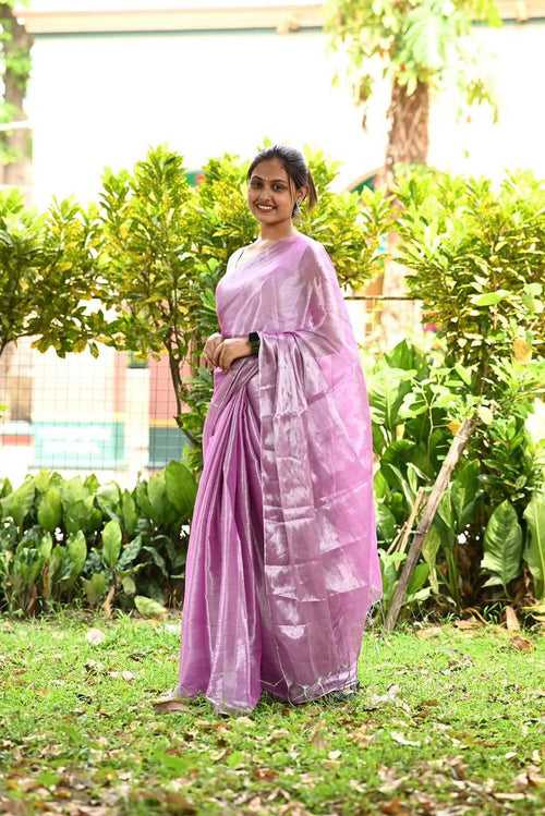 Pink Tissue Silk Saree With Blouse