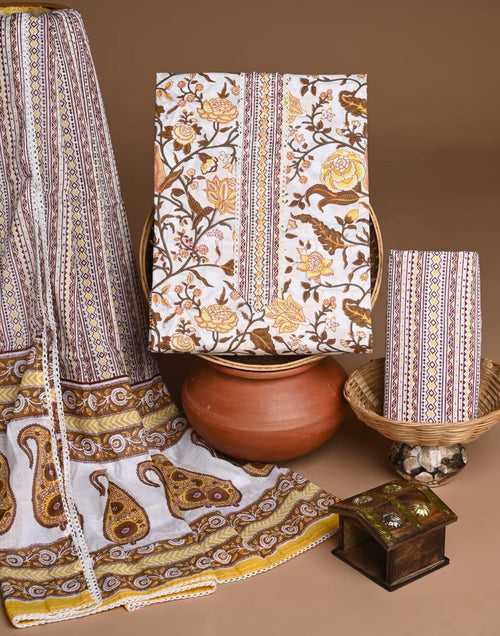 Brown Traditional Printed Trending Cotton Suit Set